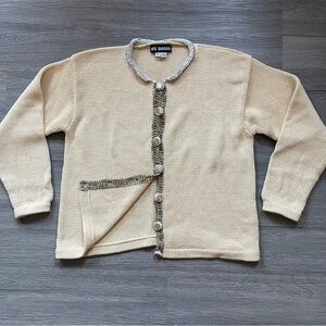 Beige Knit Cardigan with Button Details